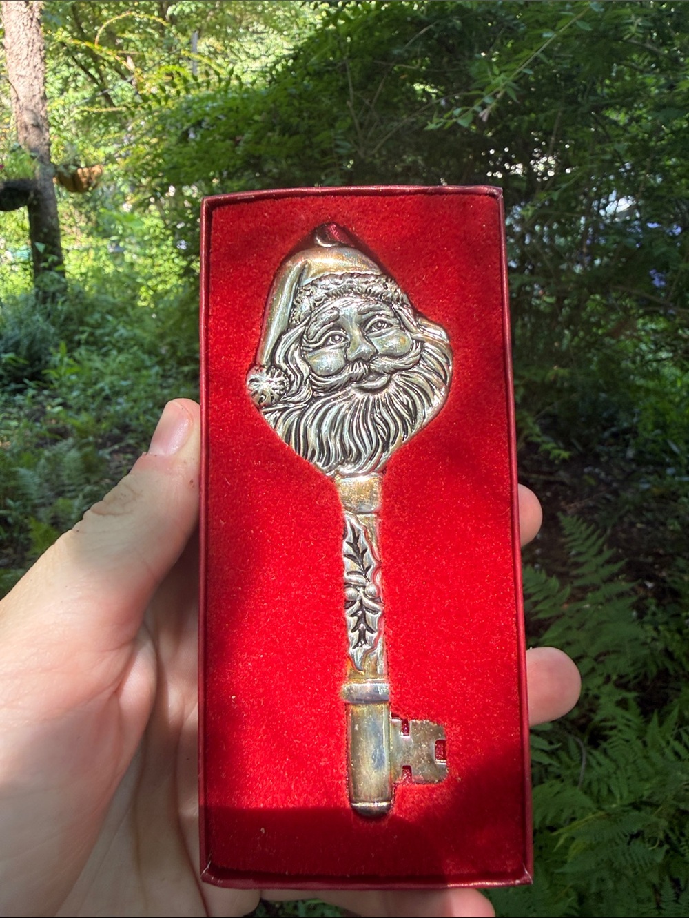 Gorham Silver Santa Key Ornament with Red Box